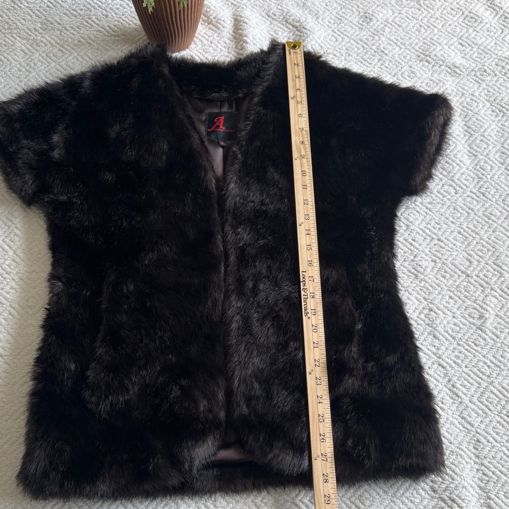 Adrienne Landau Dark Brown Faux Fur Vest Size S - Picture 8 of 13